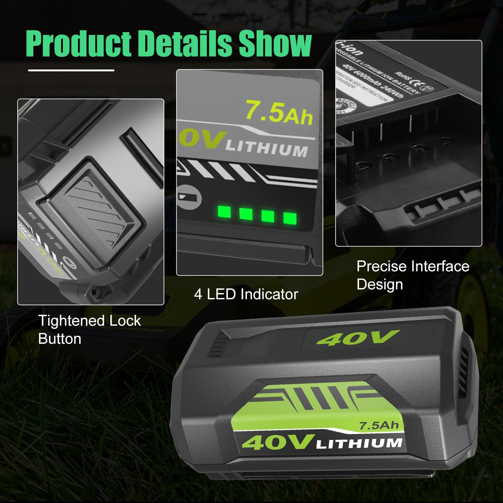 Munikind 40V battery compatibility with Ryobi models like OP4026A and OP4040 for versatile power.