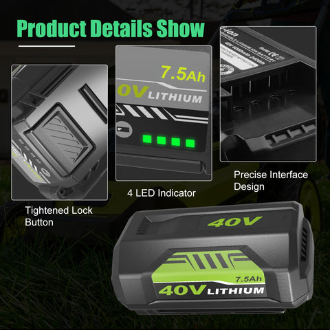 Munikind 40V battery compatible with Ryobi OP4026A and related models.