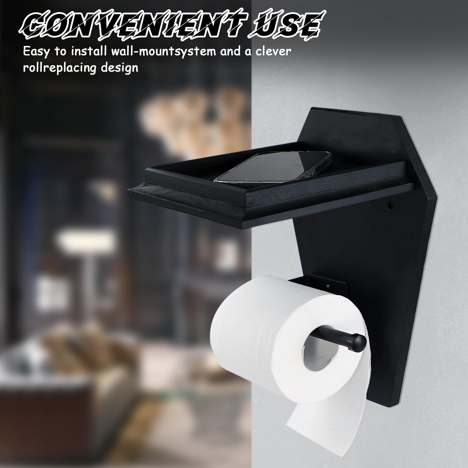 MUOUAKATE black wood texture detail highlights durable finish and craftsmanship.