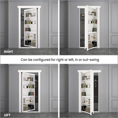 Murphy Door bookcase hidden door close-up emphasizing concealed aesthetic.