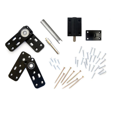 Murphy Door hidden hinge top and bottom assembly demonstrating flush fit and sturdy hardware.