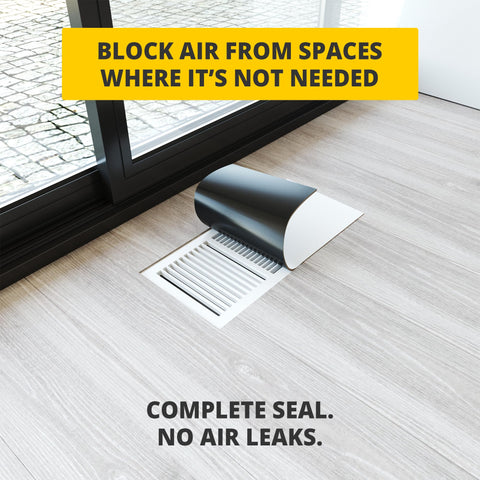 Muscle MagVent ceiling vent cover fitting neatly to reduce drafts.