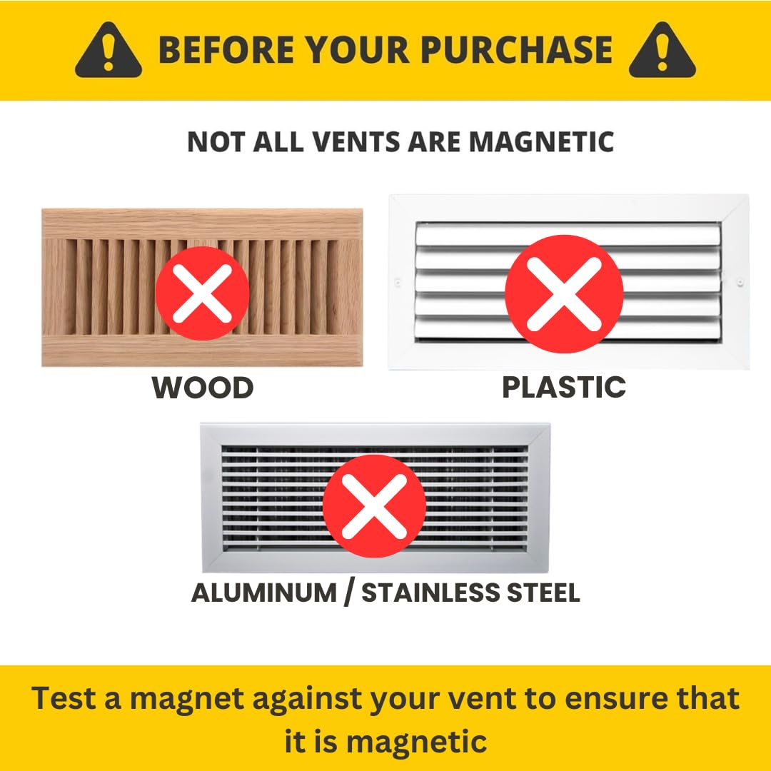Muscle MagVent floor vent cover shown with easy installation and magnetic edge.
