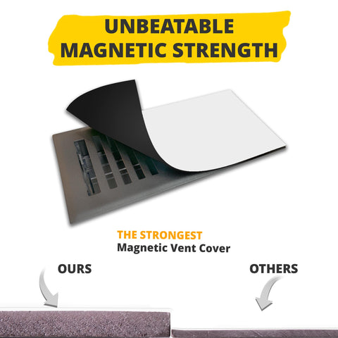 Muscle MagVent wall vent cover on a wall register for tighter seals.