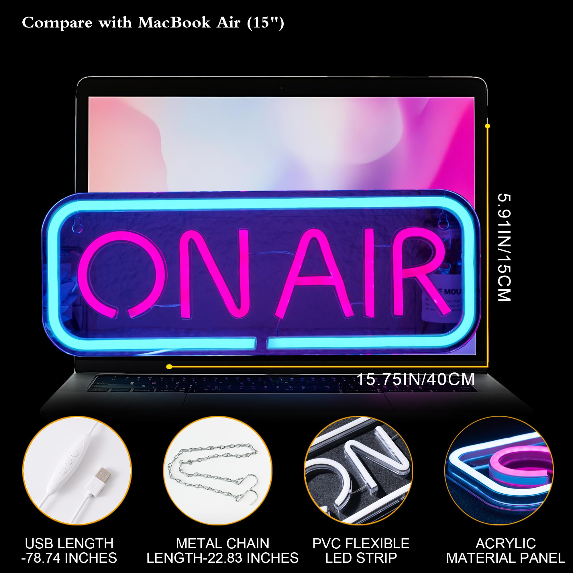 MuShang Live On Air neon sign doubles as podcast wall decor and party lighting.