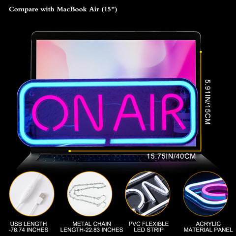 MuShang Live On Air neon sign doubles as podcast wall decor and party lighting.