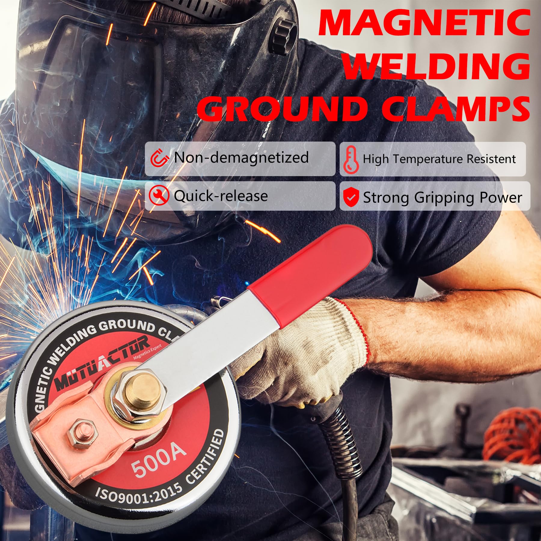 MUTUACTOR durable magnetic clamp maintains grip on steel plates and pipes