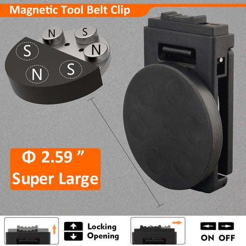 Two MUTUACTOR clips mounted on different belts at a worksite