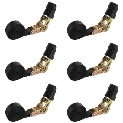 MUXHEL ratchet strap 6.5 ft, 1-inch black secures cargo during transport.