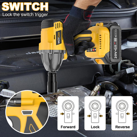 Muylux wrench in tire removal action demonstrating high torque