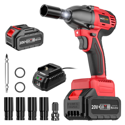 Muylux half-inch drive cordless impact wrench in action removing heavy bolts