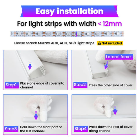 Muzata 1m channel kit supports easy cutting to custom lengths.