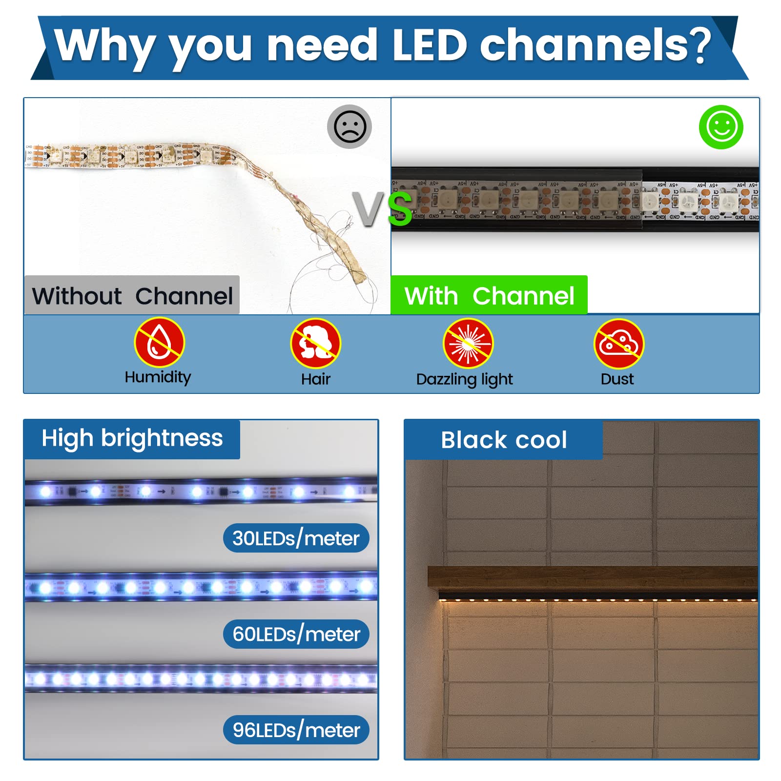 Muzata 6-pack LED channel kit packaging shows all installation-ready components.