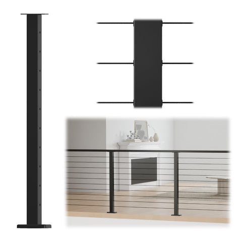 Muzata black 36-inch cable post side view for outdoor railing
