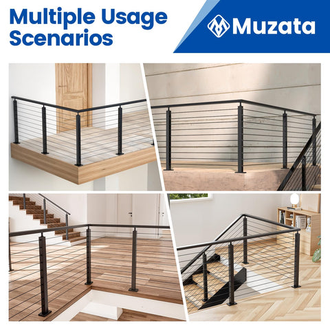 Muzata black handrail accessories complement the post for a unified look.