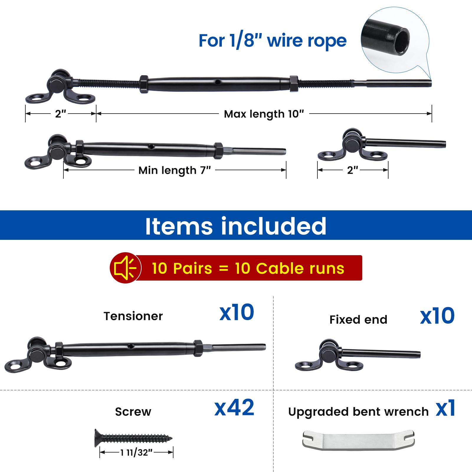 Muzata CK07 1-8in black terminals ready for durable cable connections