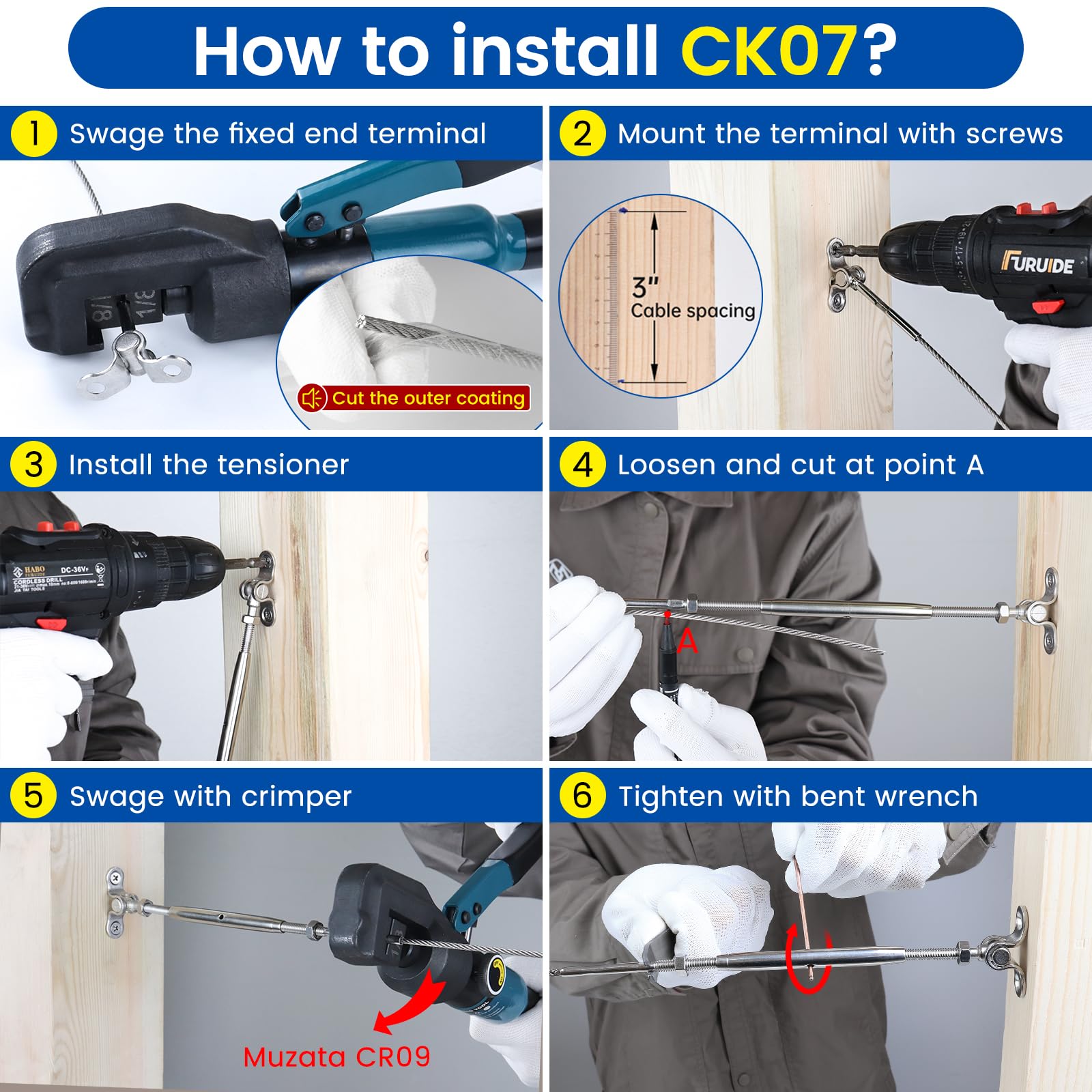 Muzata CK07 bent wrench included to ease tightening during installation.