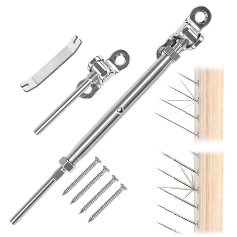 Muzata CK07 turnbuckle with 180 degree adjustable angle for flexible cable railing installation.
