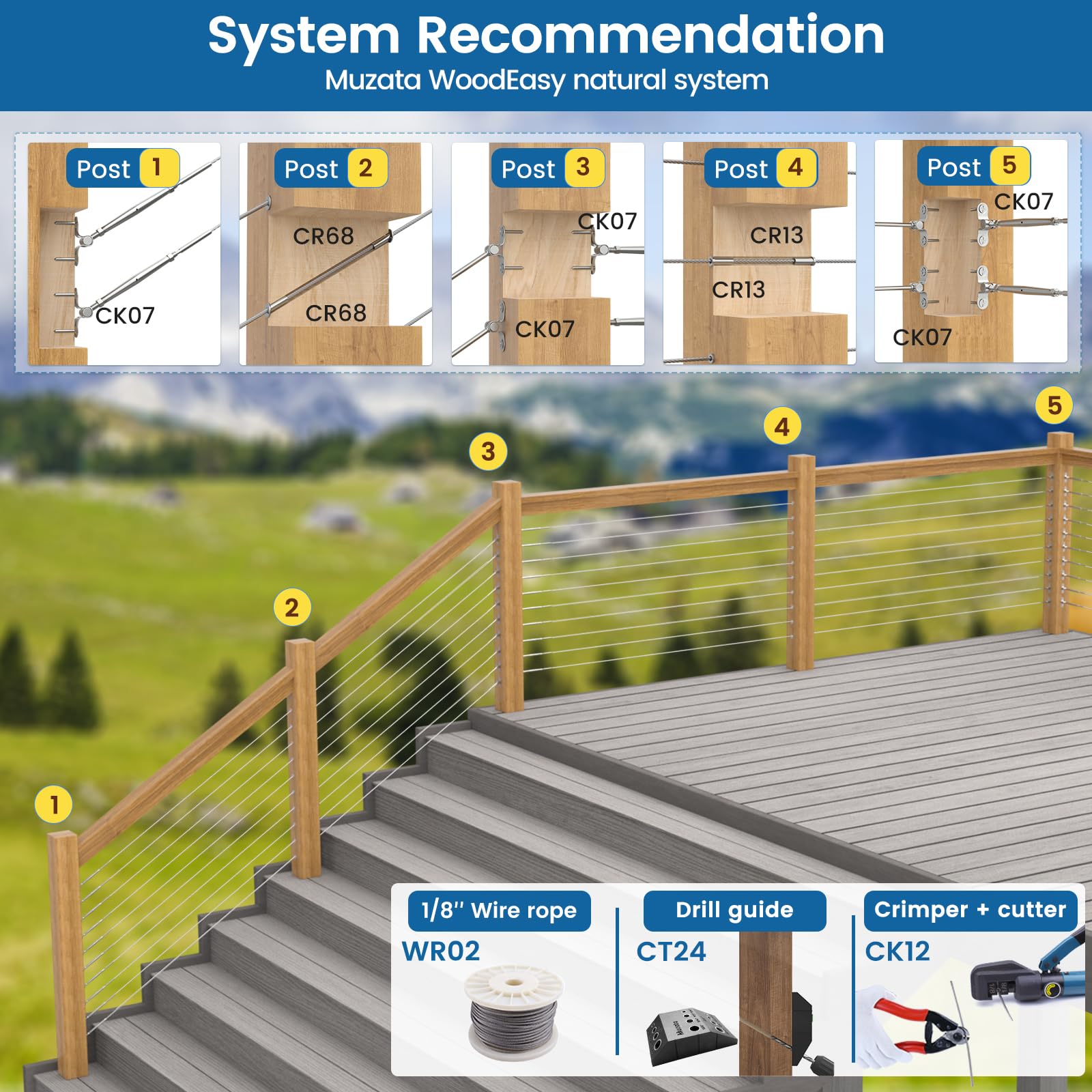 Muzata CR13 system integration supports a cohesive railing setup.