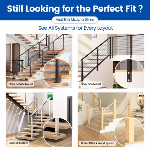 Muzata deck railing kit brings a sleek all-black look to outdoor spaces.