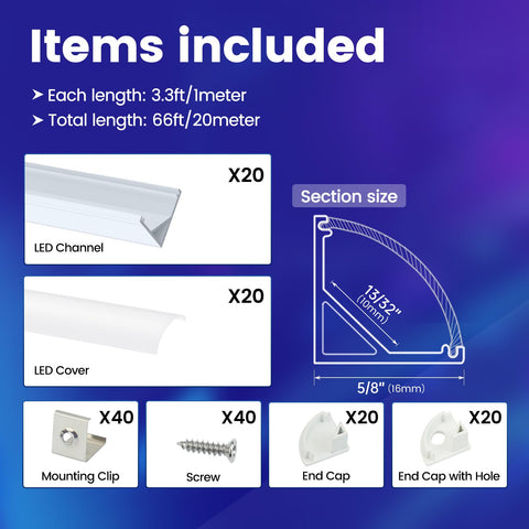 Muzata easy installation uses mounting clips, channel, and covers.