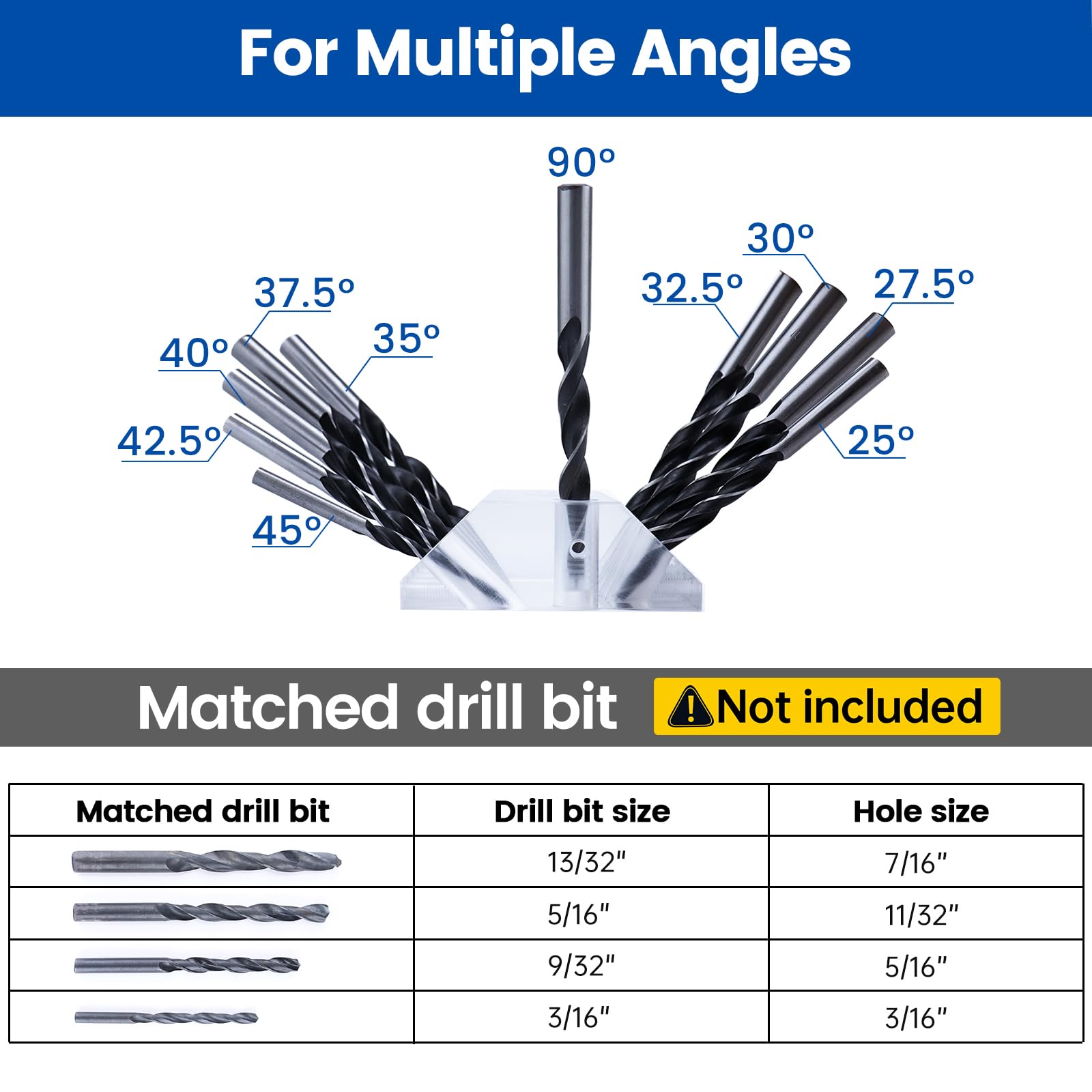 Muzata guide tracks fit 3/16, 9/32, 5/16, 13/32 inch bits for versatility