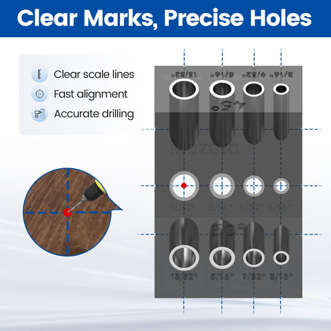 Muzata holes for 11mm, 8.5mm, 7.5mm and 4.8mm sized hardware