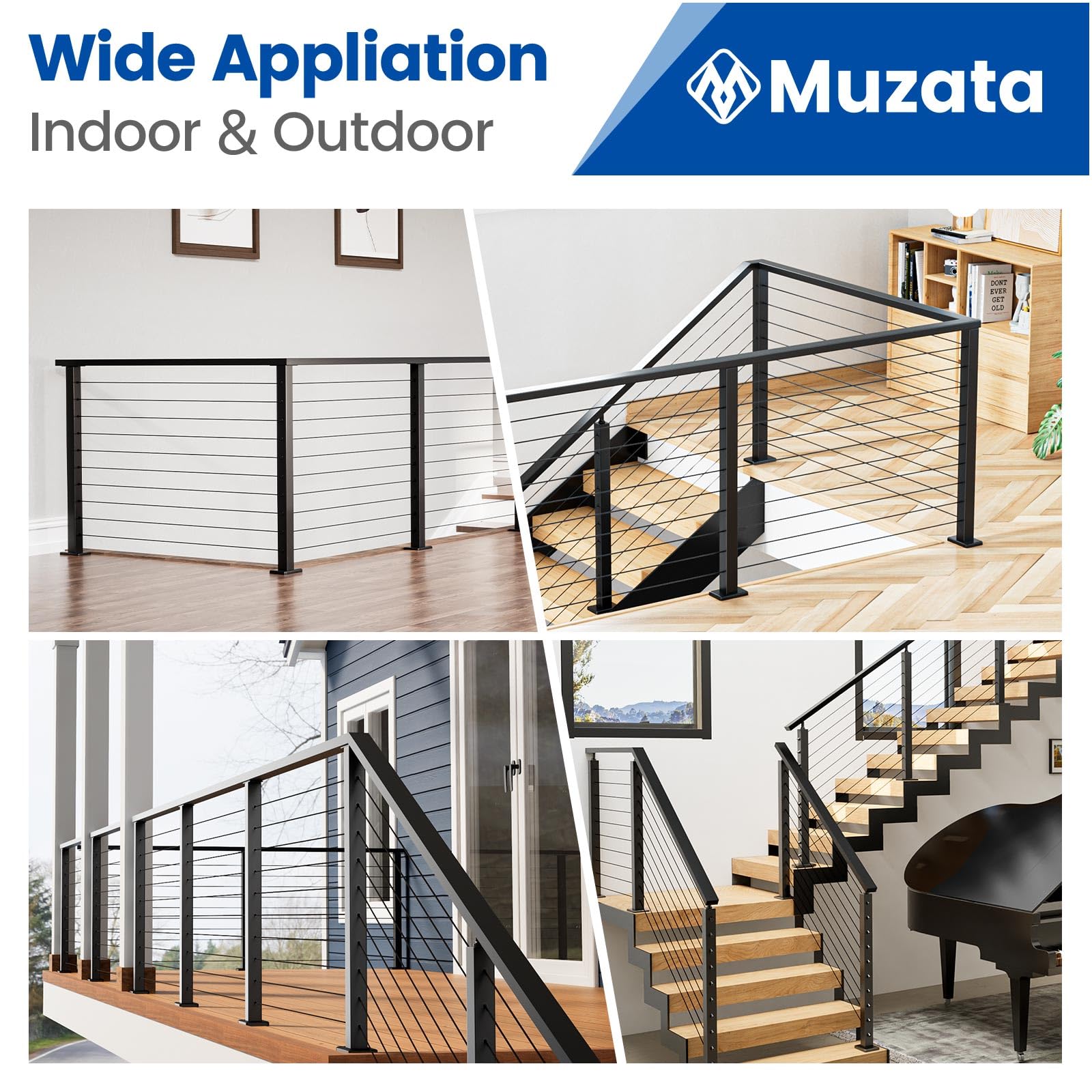 Muzata HT10 versatile top rail for indoor and outdoor installations.