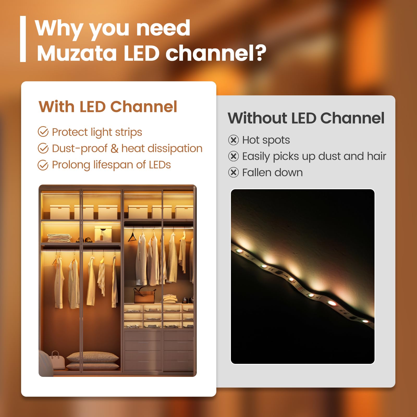 Muzata LED channel end caps for secure finishes