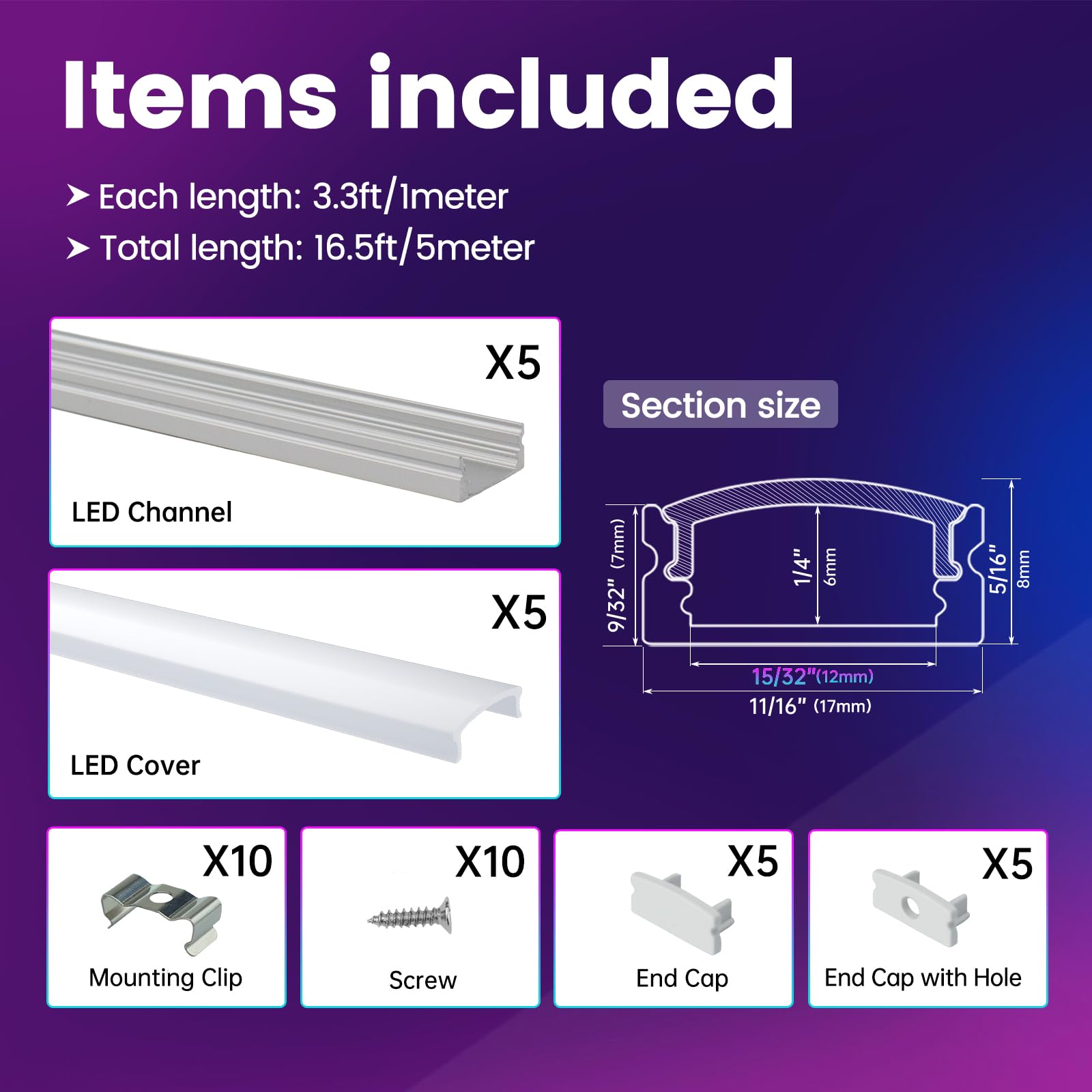 Muzata mounting clips simplify installation on walls, cabinets, or furniture.