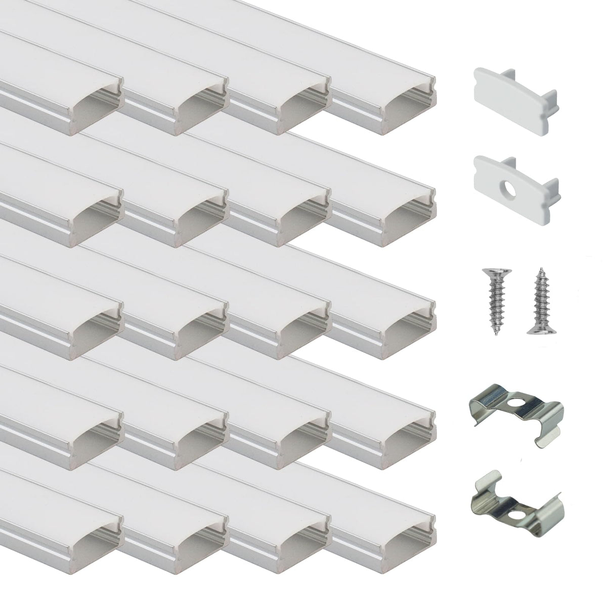 Muzata U1SW 1m silver aluminum channel with diffuser for even lighting.