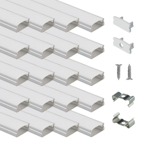 Muzata U1SW 1m silver aluminum channel with diffuser for even lighting.