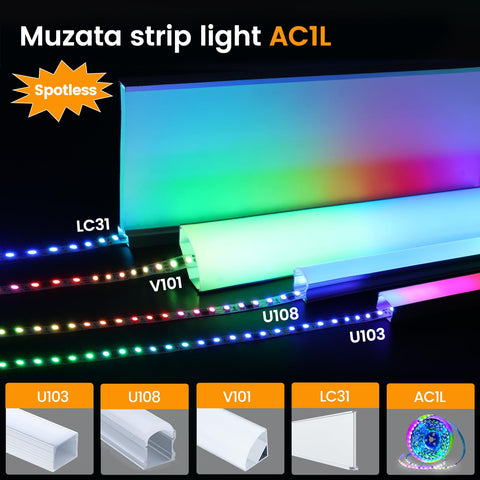 Muzata LED strip installation with strong adhesive for clean, quick setup.