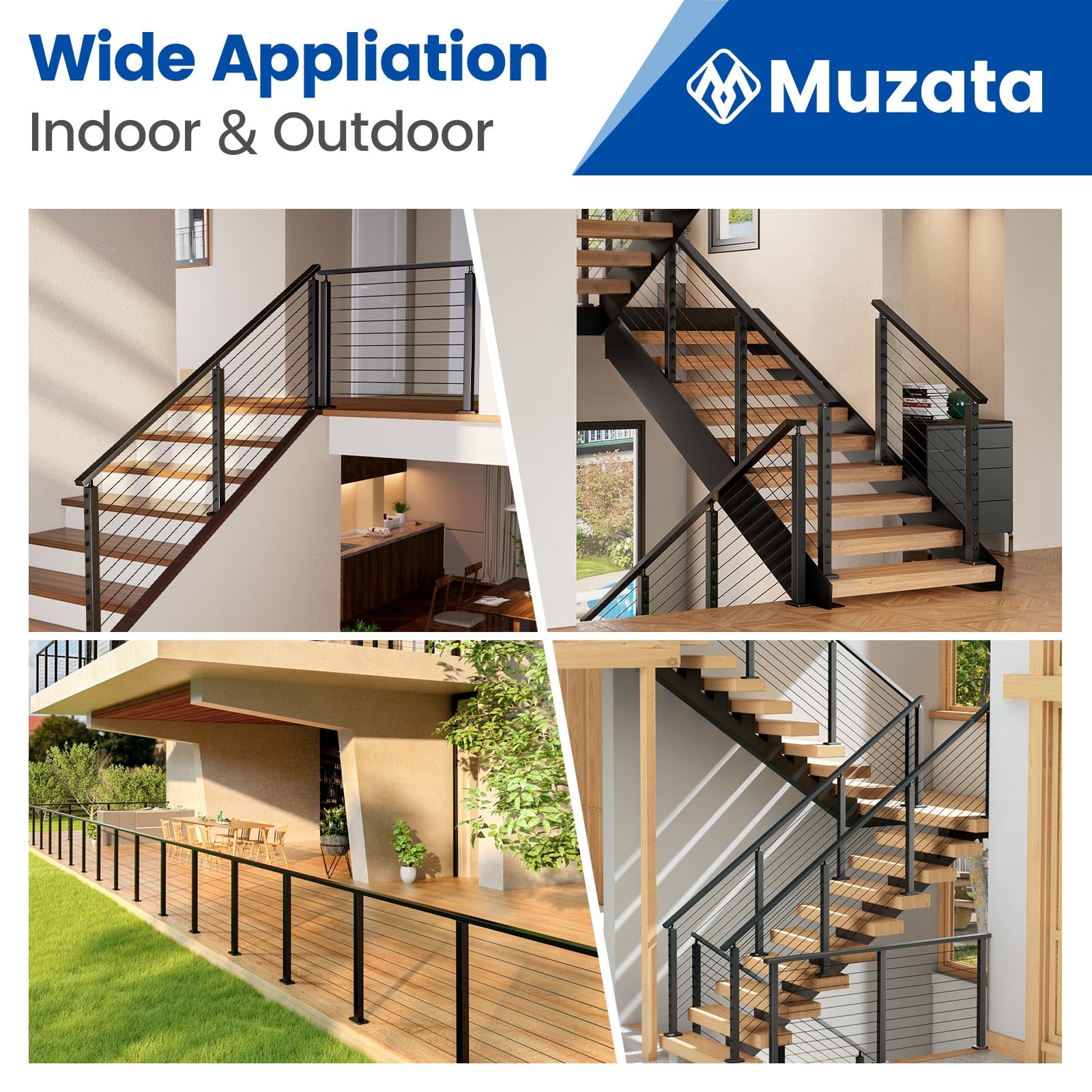 Modern Muzata HT10 handrail enhances deck and stair aesthetics.