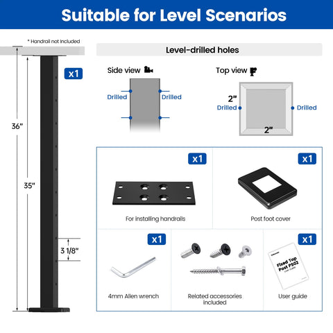 Muzata PS02 BH4S level-drilled post enables quick installation