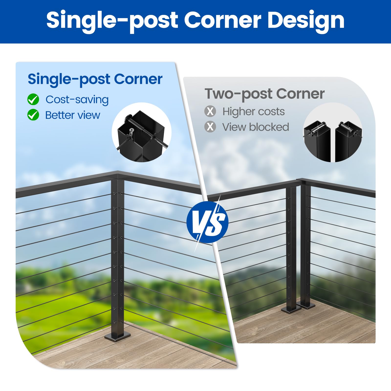 Muzata stainless steel post withstands outdoor weather for long-lasting use.