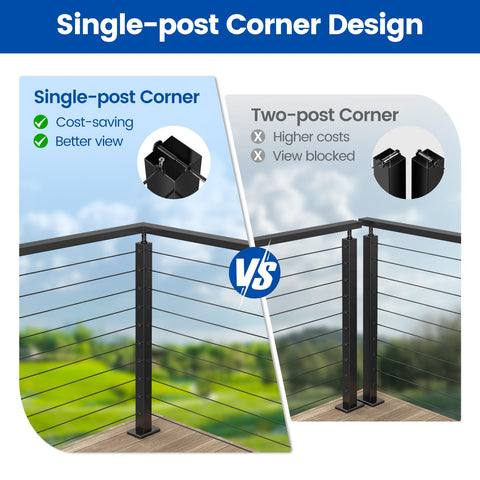 Muzata stainless post resists rust, ideal for indoor and outdoor railing projects.