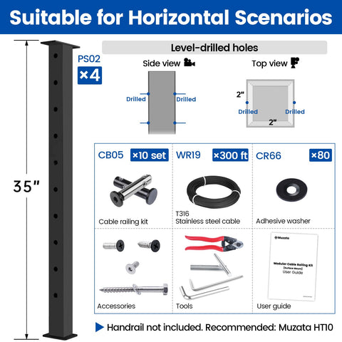 Muzata swageless invisible cable kit CB05 enables quick, taut lines with minimal visible hardware.
