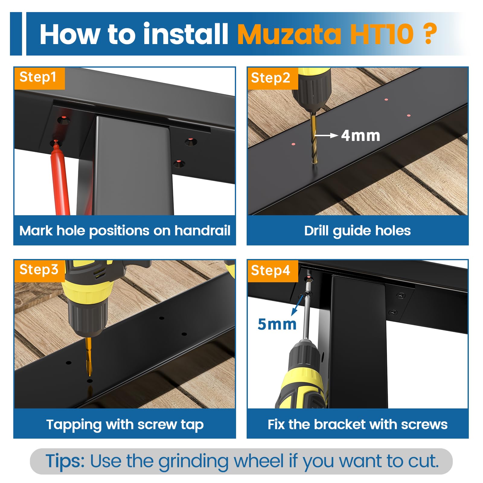 Installation guidance for Muzata HT10 with post kits and connectors.