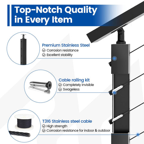 Muzata 3-inch cable spacing fits common railing spans with safety in mind.