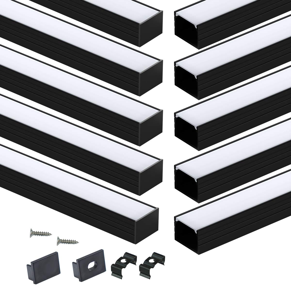 Muzata U103BW 2m LED channel in black for spotless glow.