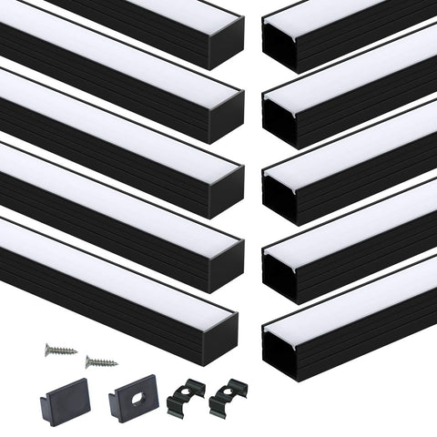 Muzata U103BW 2m LED channel in black for spotless glow.