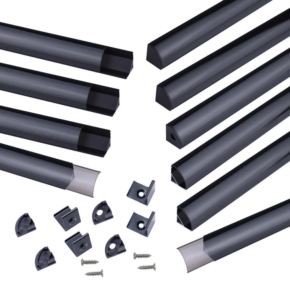 Muzata V-Shape LED channel with smoky diffuser for clean under-cabinet lighting.