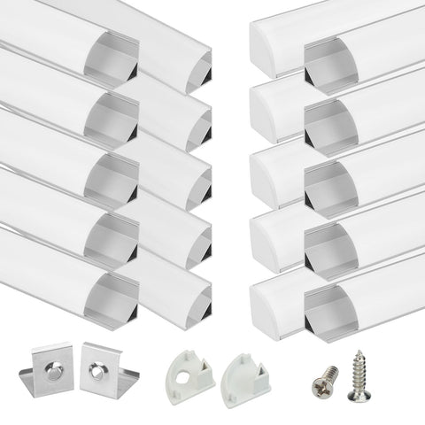 Muzata V-shaped LED channel with milky cover for clean, corner lighting.