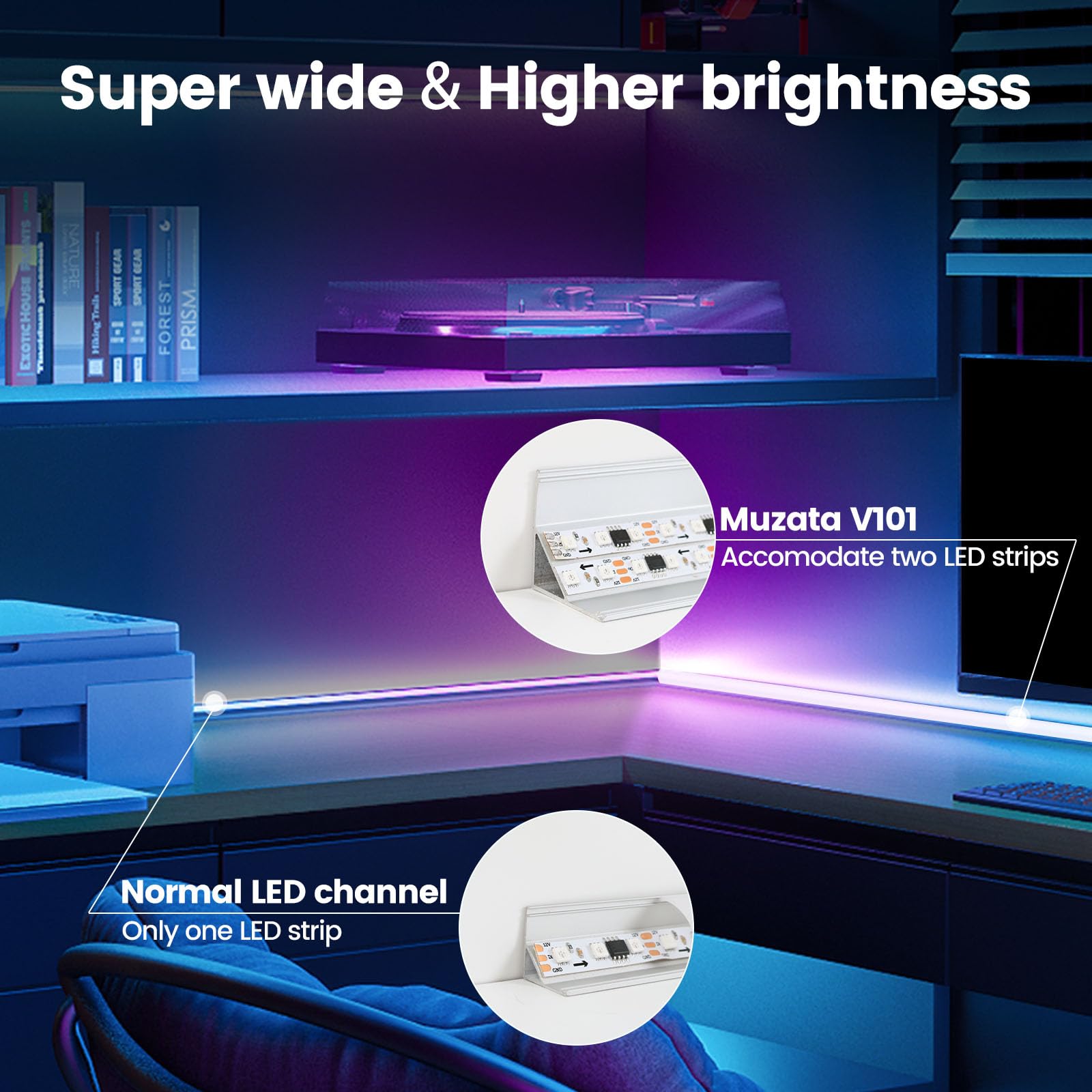 Muzata V101 milky white cover diffuses light for soft ambient glow.