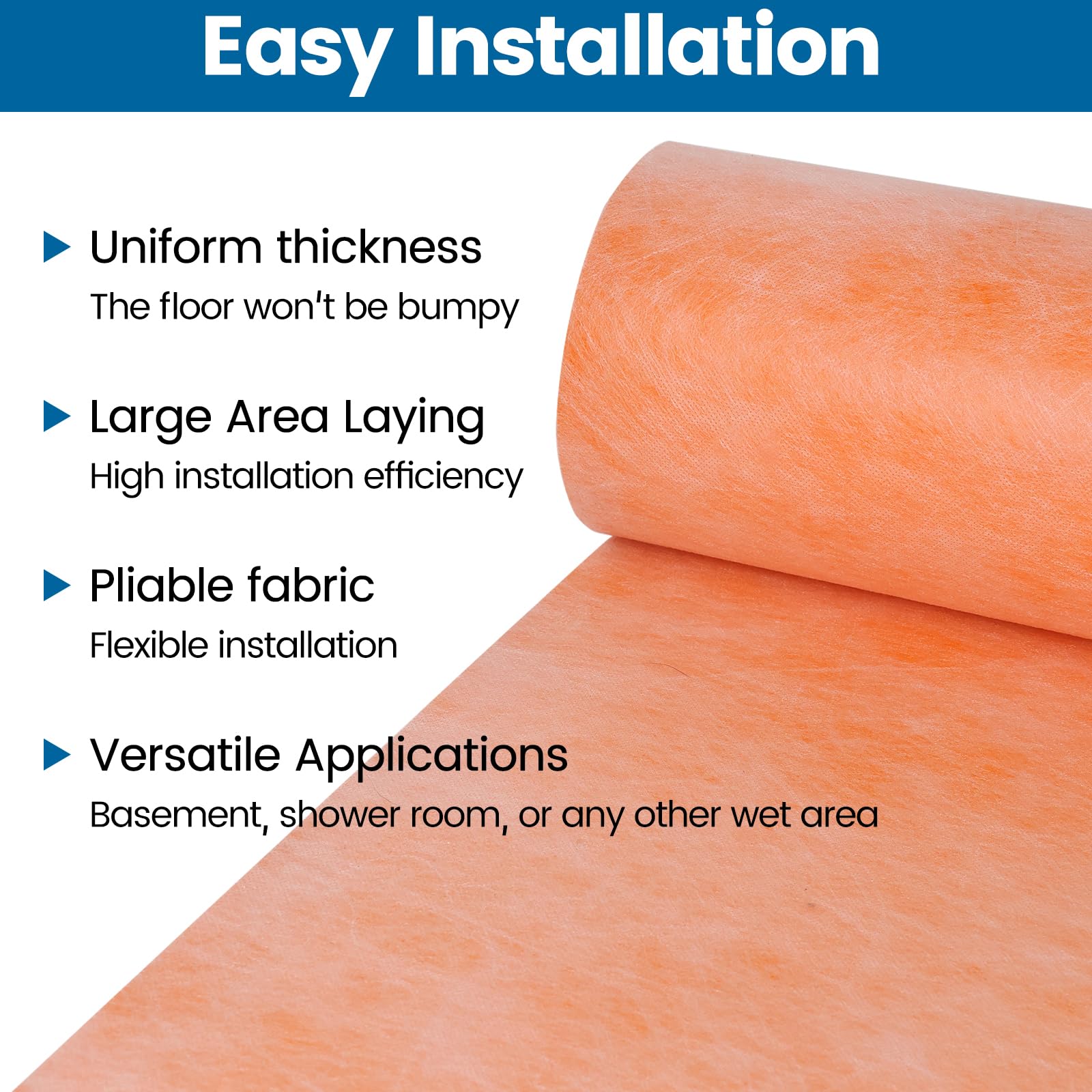 Muzata membrane used in bathroom application to protect floors and walls.