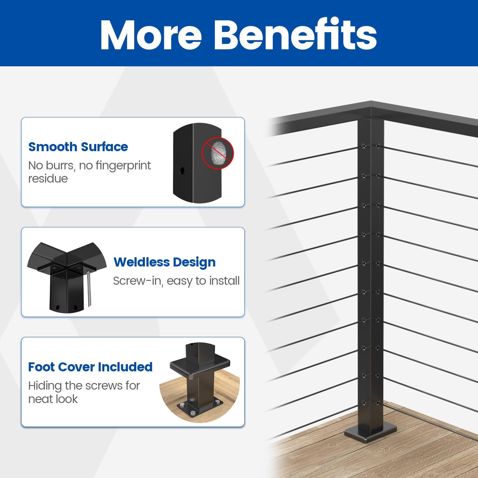 Muzata weather-protected post ideal for deck stairs and balcony.