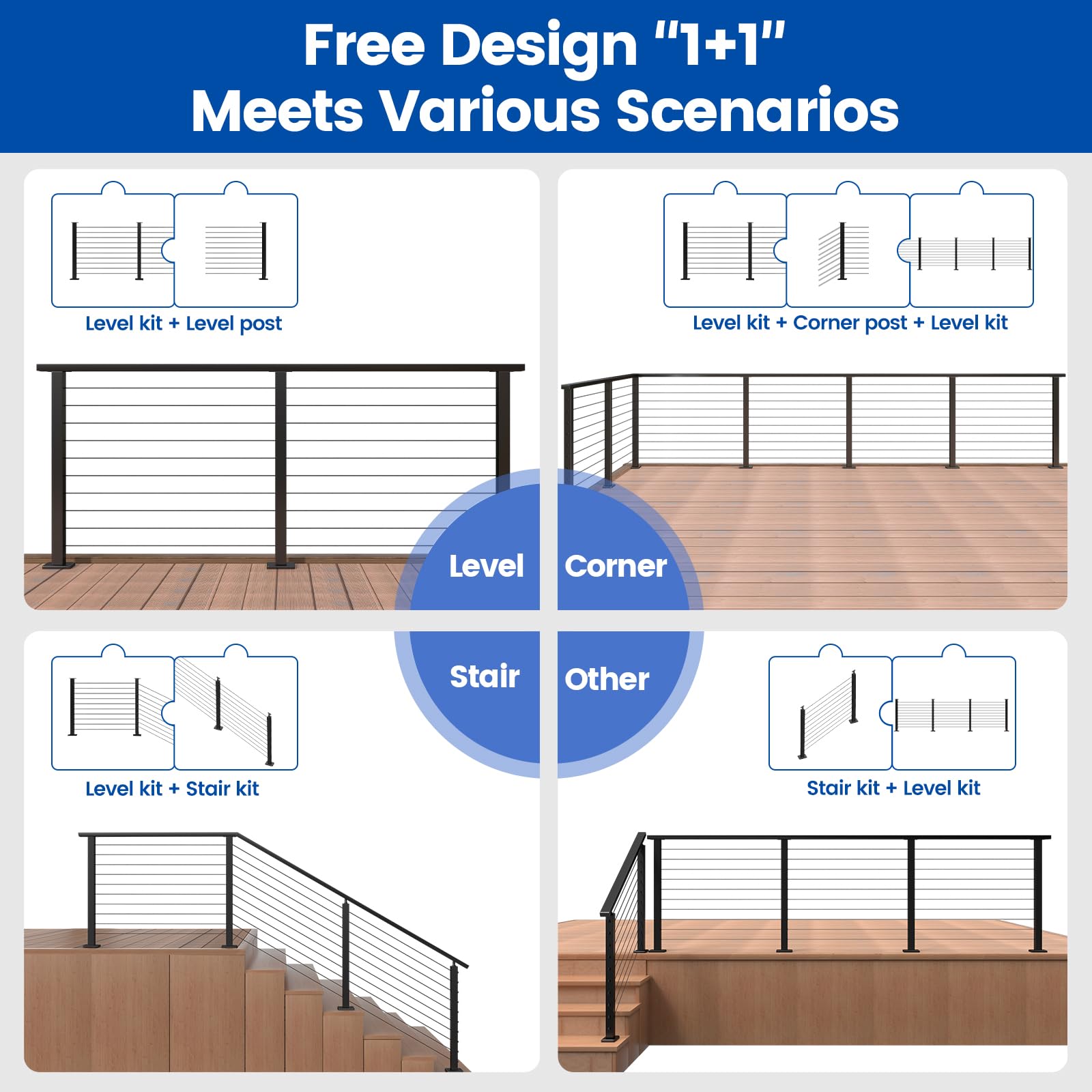 Muzata wire rope WR19 provides rust-resistant strength for outdoor decks and stairs.