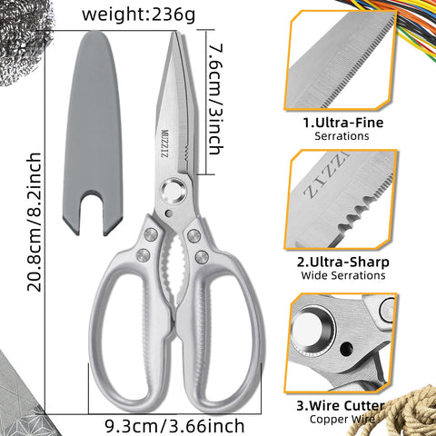 Muzziz Heavy Duty Scissors ergonomic handle for comfortable, confident use.