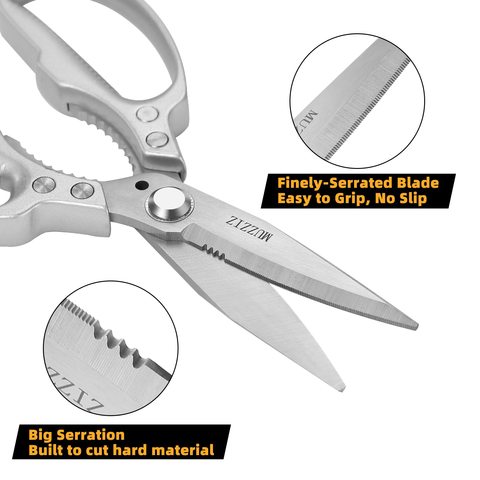 Muzziz Heavy Duty Scissors ambidextrous design suits both hands.